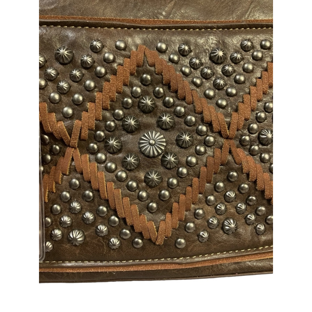 Montana West Brown Studded Fringe Shoulder Bag - Picture 2 of 15